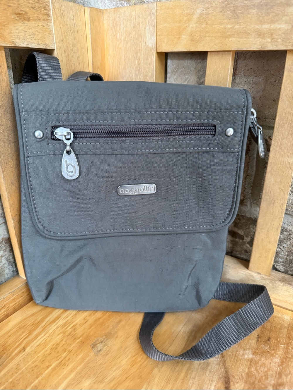 Baggallini Charcoal Gray Compact Crossbody Bag